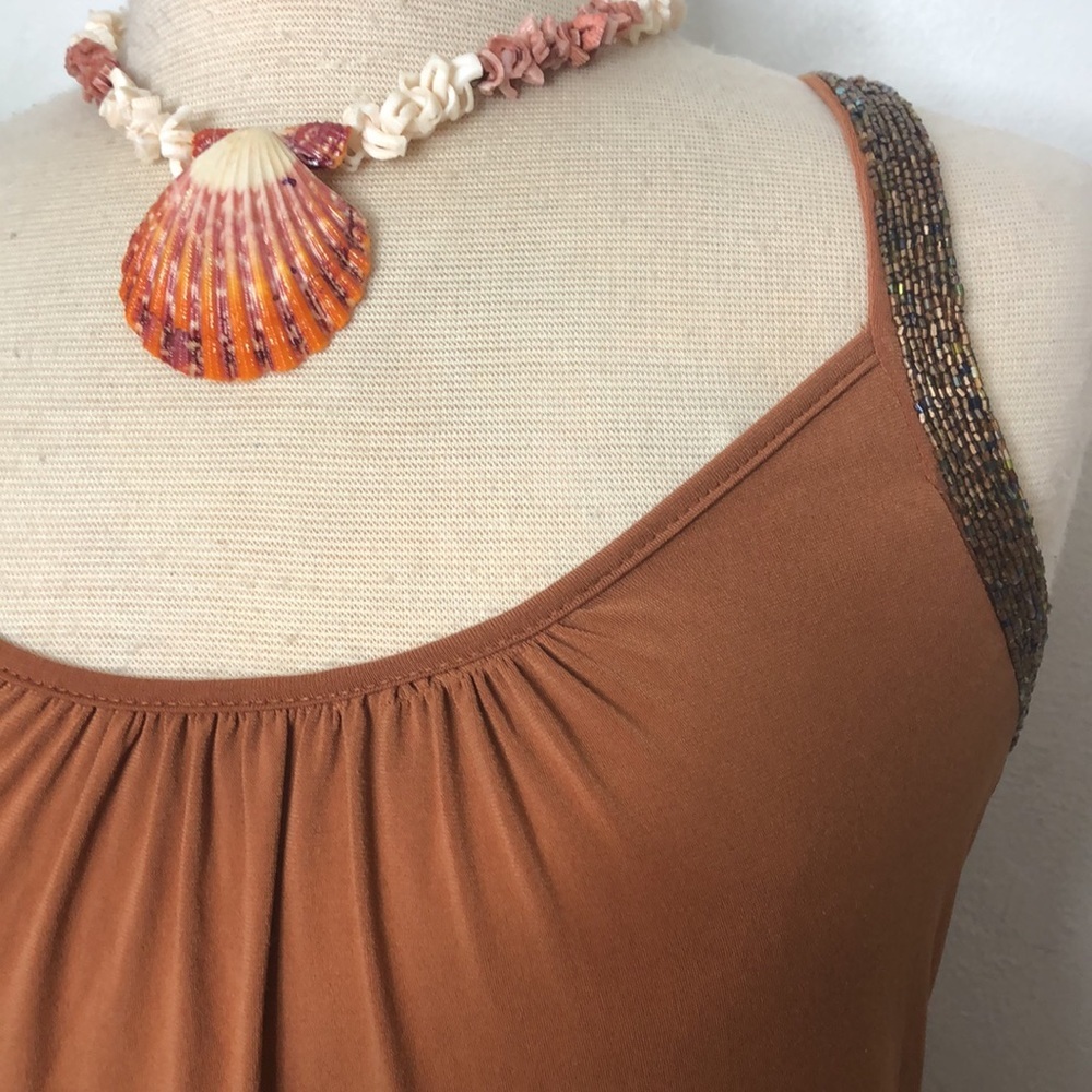 Y2K New York & Co Amber Stretch Knit Embellished Beaded Straps Tank Top Sz XS - Picture 3 of 11